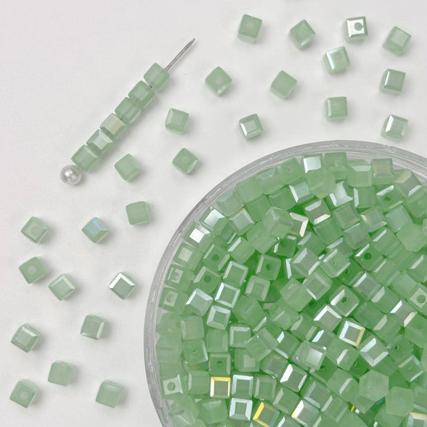 (T17) 4mm Square Crystal Glass Beads with Regular Hole - Craft Beads for Jewelry DIY