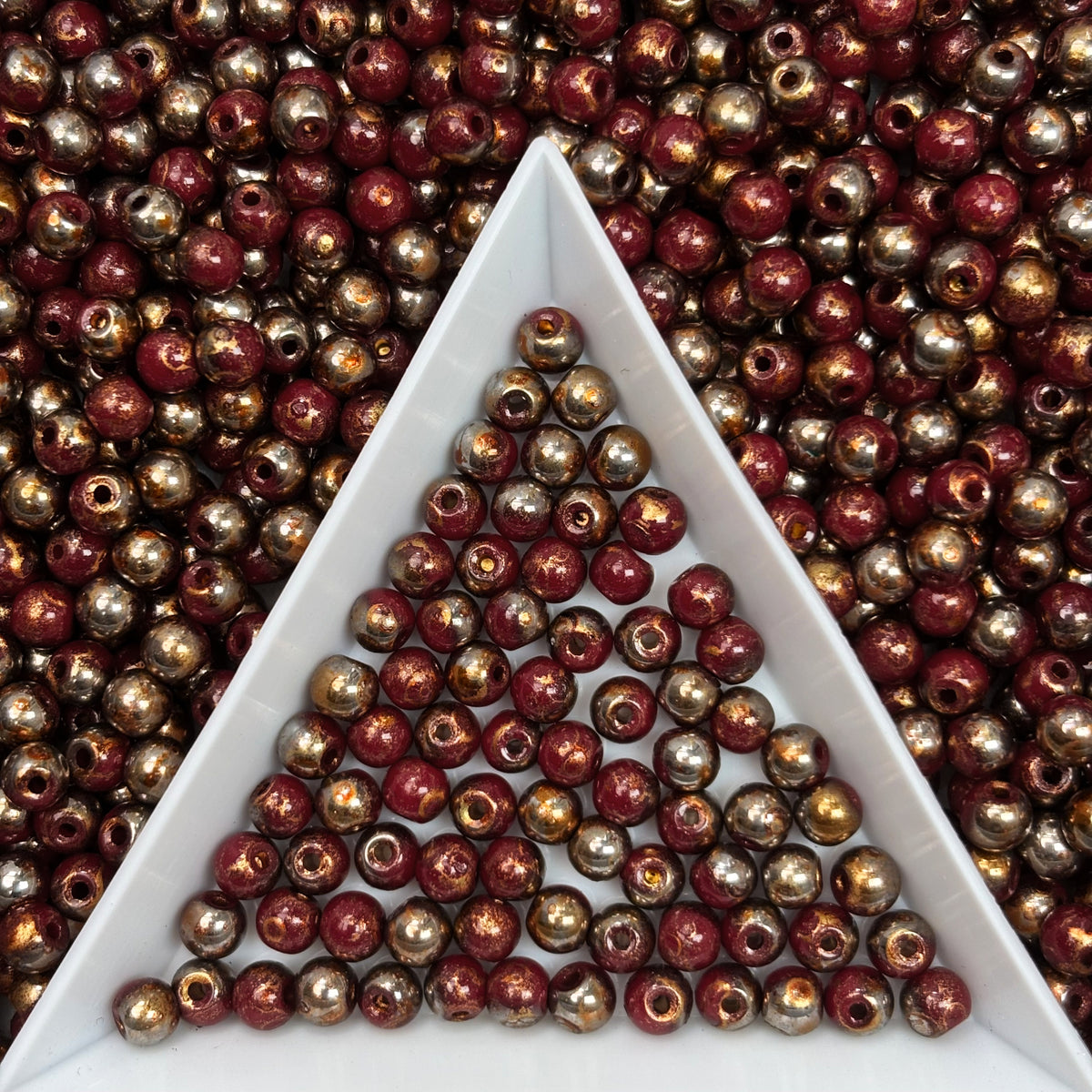 (P5) 4mm Picasso Round Beads, DIY Jewelry Loose Beads