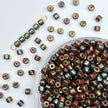 (P3) 4mm Picasso Mini Barrel Glass Beads – Rustic Glass Beads for Jewelry Making