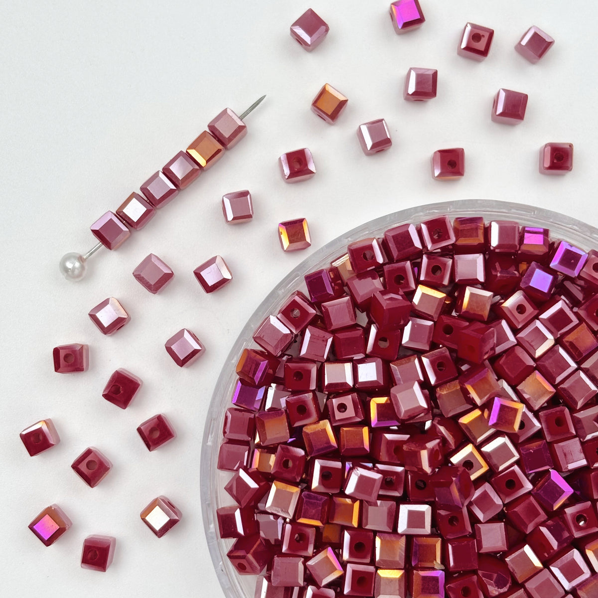 (T17) 4mm Square Crystal Glass Beads with Regular Hole - Craft Beads for Jewelry DIY