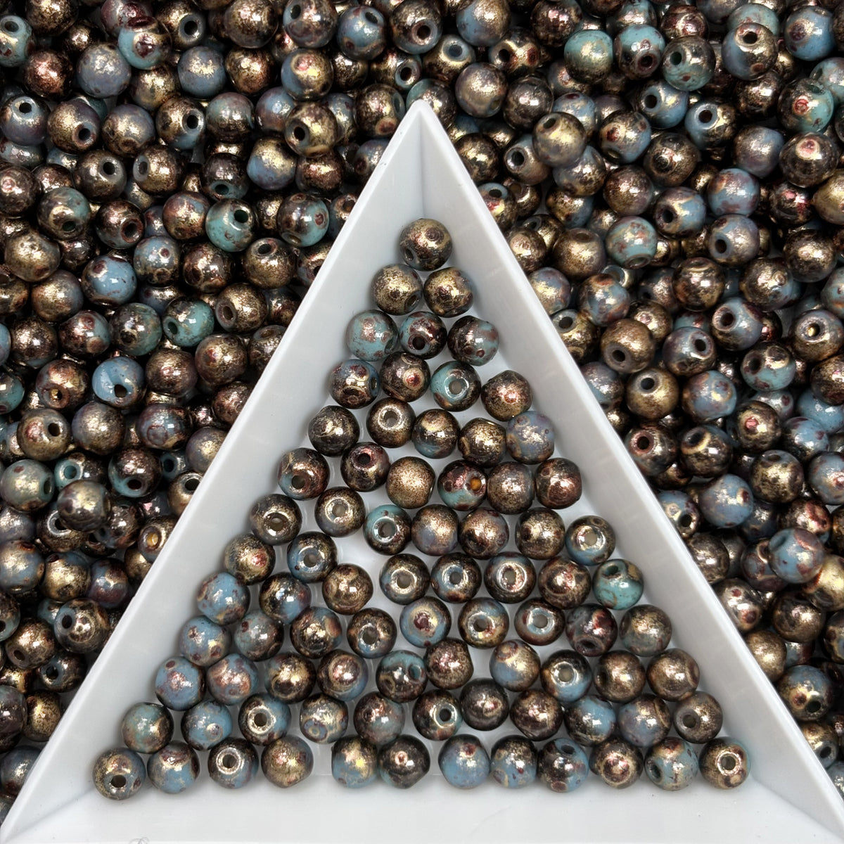 (P5) 4mm Picasso Round Beads, DIY Jewelry Loose Beads
