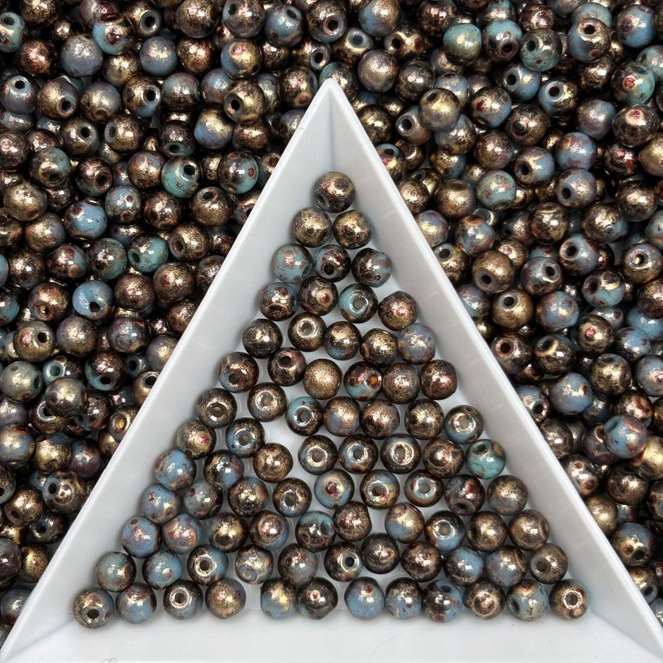 (P5) 4mm Picasso Round Beads, DIY Jewelry Loose Beads