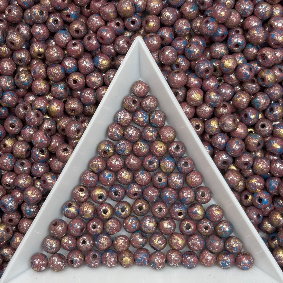 (P5) 4mm Picasso Round Beads, DIY Jewelry Loose Beads
