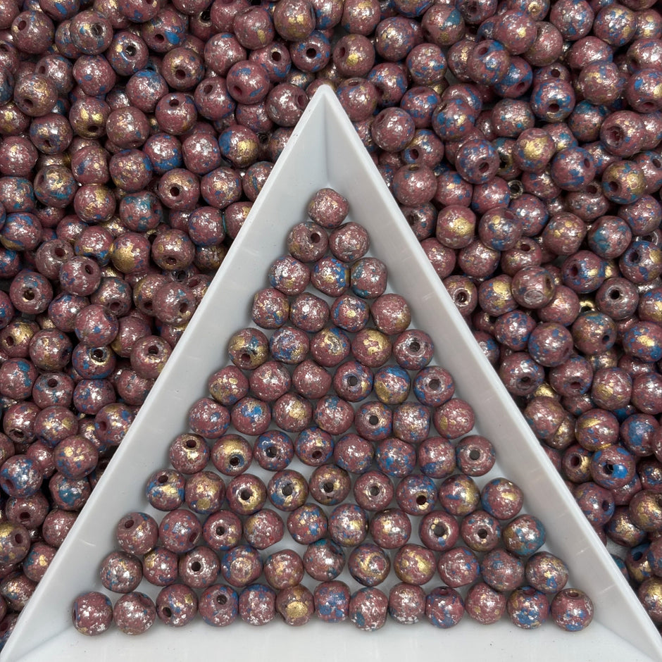 (P5) 4mm Picasso Round Beads, DIY Jewelry Loose Beads