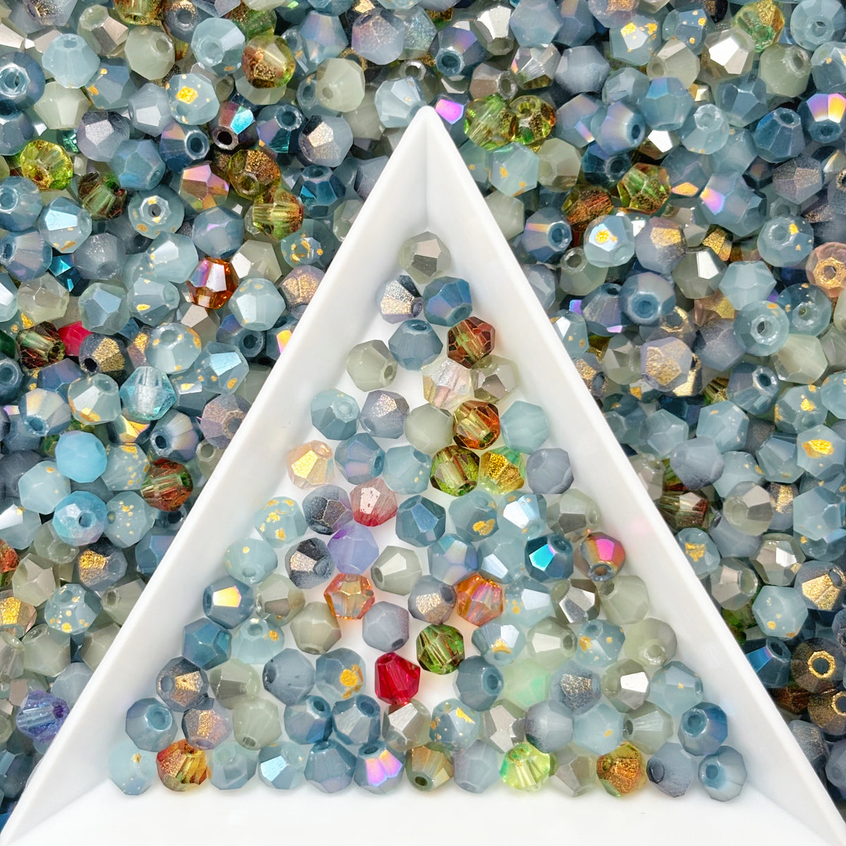 (P12) Mixed 4mm Picasso Bicone Glass Beads | Retro Customized colours for Jewelry Making
