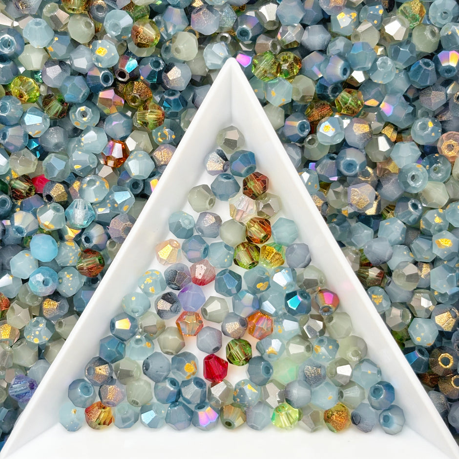 (P12) Mixed 4mm Picasso Bicone Glass Beads | Retro Customized colours for Jewelry Making