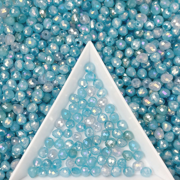 (T1) 4mm Blue Mixed Color Strawberry Crystal Beads, Straight Hole - DIY Jewelry Making Supplies