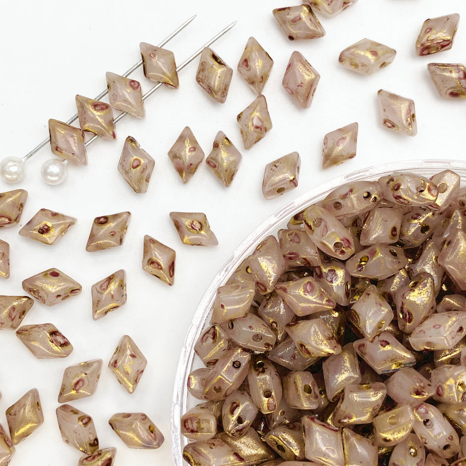 (P11) 2-hole Diamond-Duo Glass Beads For Jewelry Making