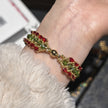 Teardrop Lattice - Artisan Picasso Bicone Red Zircon Bracelet (TOHO Seed Bead & Magnetic Clasp)
