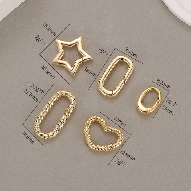 (JF20) Assorted Shape Lobster Snap Hooks - Unique Metal Spring Clasps for DIY Jewelry & Keychains