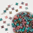 (P20) Picasso Style 2-Hole Four-Pointed Star Glass Beads - Mixed Custom Colorway
