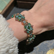 Vintage Verdigris Ghost Green CZ Paved Bracelet - Picasso Bicone Czech Glass & Antique Bronze Seed Bead Jewelry