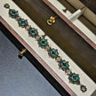 Vintage Verdigris Ghost Green CZ Paved Bracelet - Picasso Bicone Czech Glass & Antique Bronze Seed Bead Jewelry
