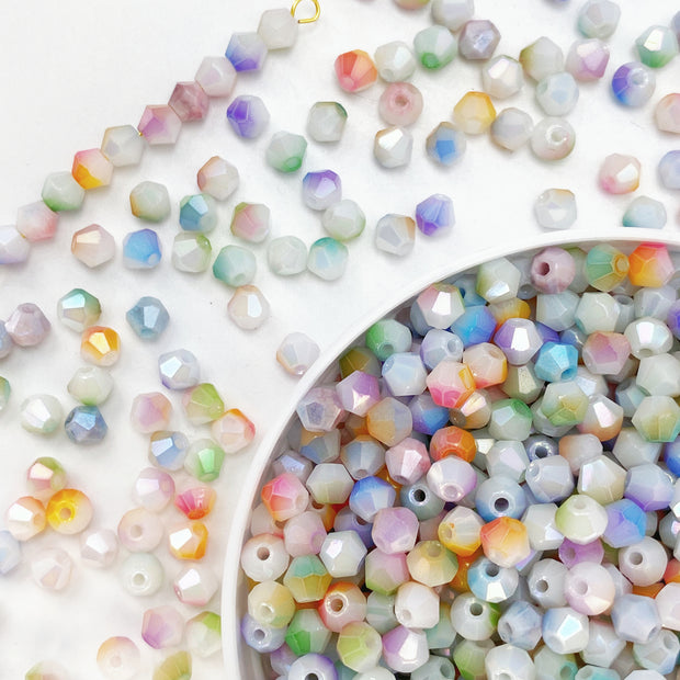 (P12) Mixed 4mm Picasso Bicone Glass Beads | Retro Customized colours for Jewelry Making