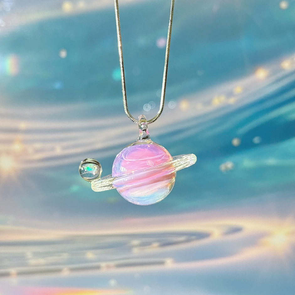 Lamp work Pink Planet