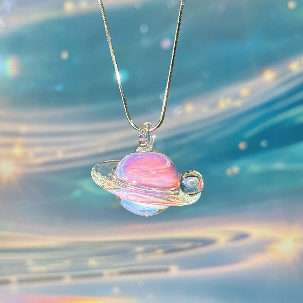 Lamp work Pink Planet