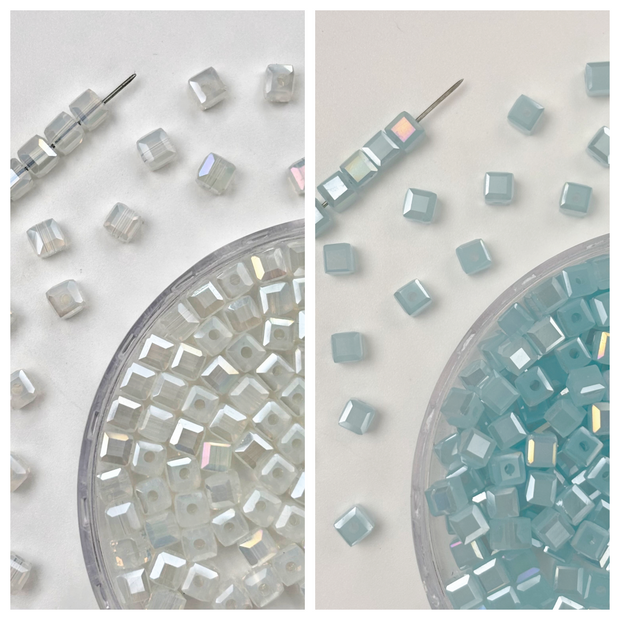 (T17) 4mm Square Crystal Glass Beads with Regular Hole - Craft Beads for Jewelry DIY