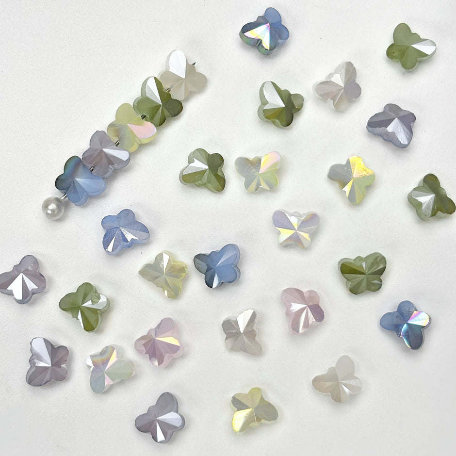 (T8) Promotion Mixed 8mm High-Temp Electroplated Butterfly Crystal Glass Loose Beads, DIY Jewelry Supplies