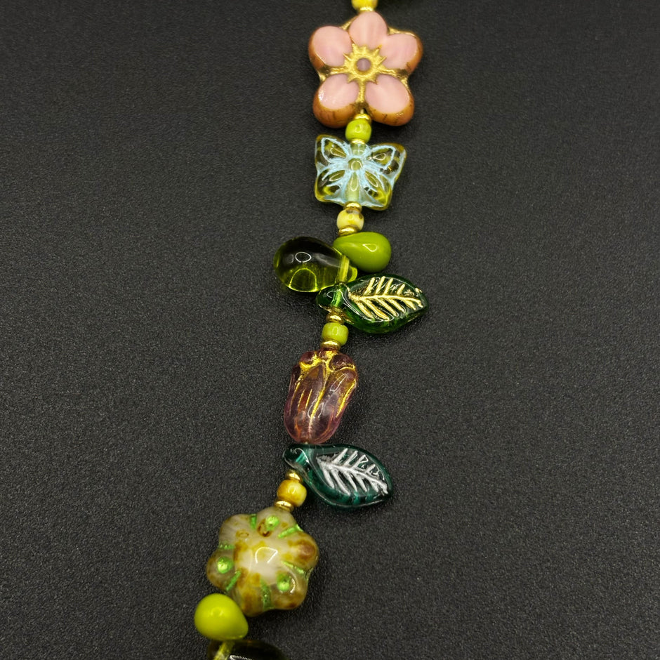 (N31) Spring Garden Tulip Handmade Czech Glass Necklace