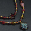 (N30) Red Blossom Artisan Layered Handmade Czech Glass Necklace