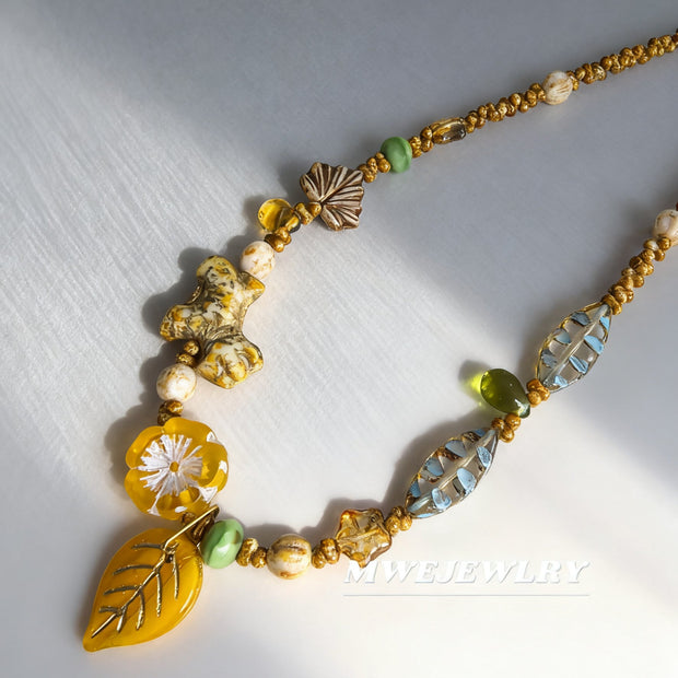 (N16) Czech Glass Autumn Whispers Handmade Necklace