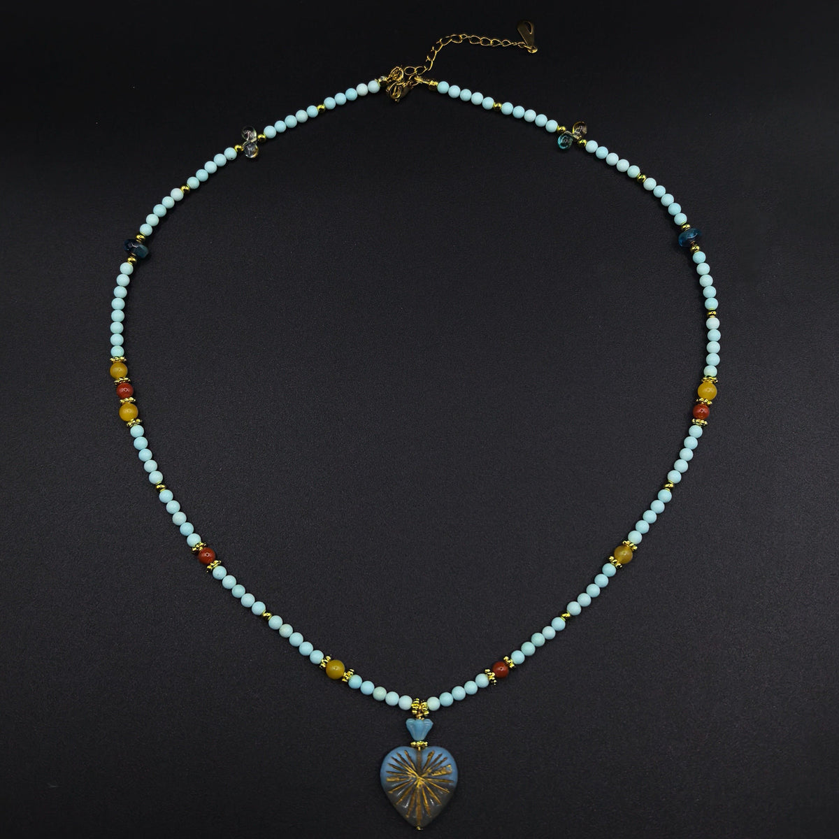 (N29) Monet's Water Lily Handmade Czech Glass Necklace