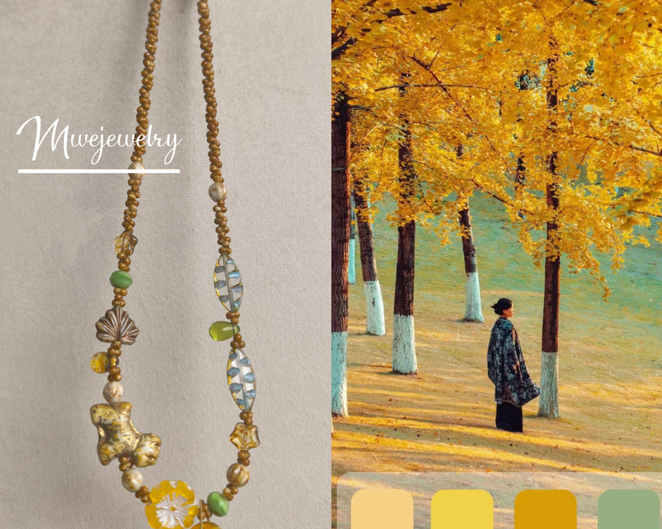 (N16) Czech Glass Autumn Whispers Handmade Necklace