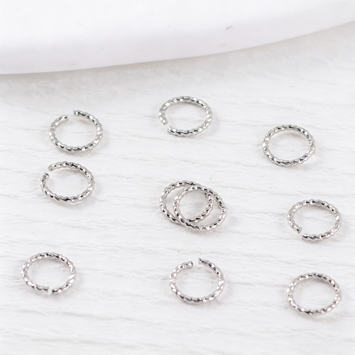 (JF11) Twisted Open Jump Rings - 18K Real Gold Color Retention Textured Connectors