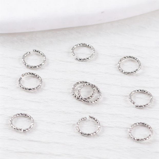 (JF11) Twisted Open Jump Rings - 18K Real Gold Color Retention Textured Connectors
