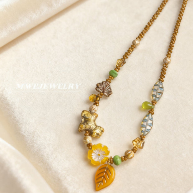 (N16) Czech Glass Autumn Whispers Handmade Necklace