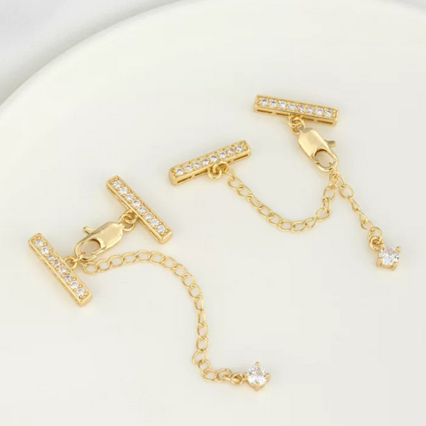 (JF6) Pave Zirconium Multi-Strand Clasp Collection - Real Gold Color Retention DIY Necklace & Bracelet Clasps