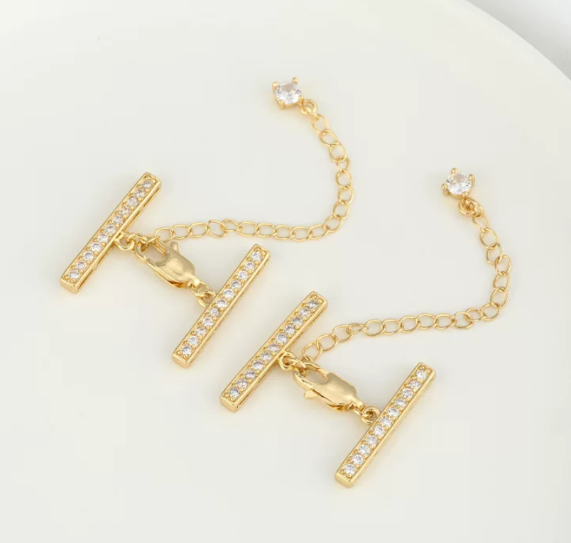 (JF6) Pave Zirconium Multi-Strand Clasp Collection - Real Gold Color Retention DIY Necklace & Bracelet Clasps